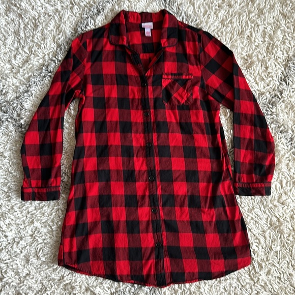 Plaid Red Black Pajama Nightgown - Picture 3 of 9